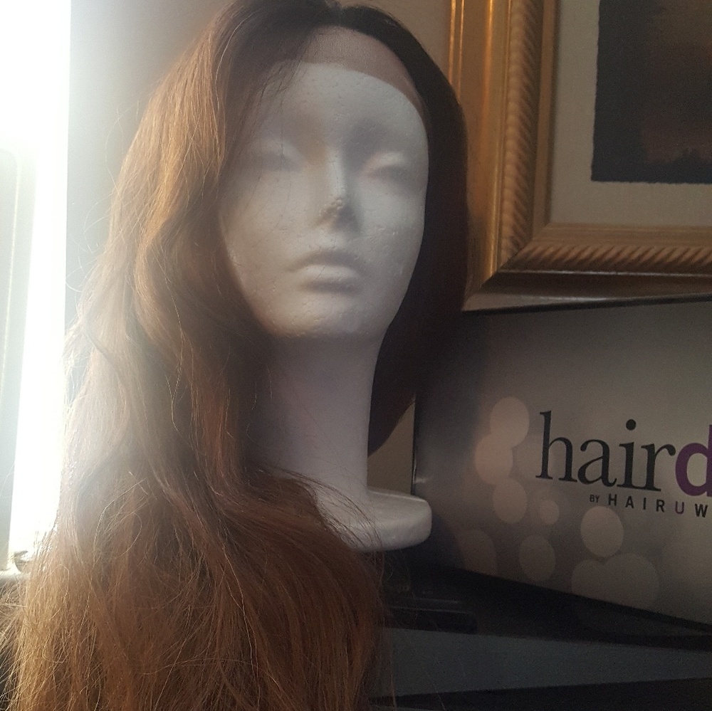 Free part  Wavy  Long Dark Root Auburn Wig NWT